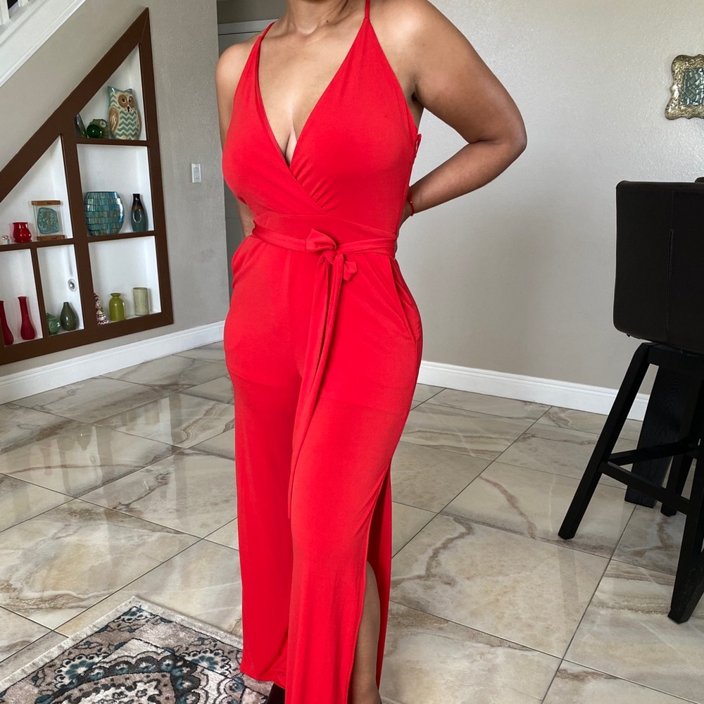 Red jumpsuit with stretch!